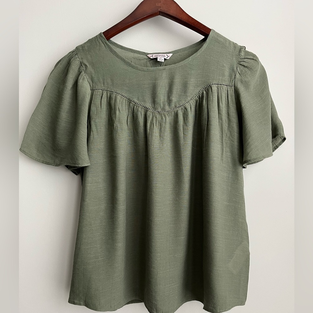 Nanette Lepore olive green top size S